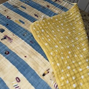 Little Unicorn Baby Swaddle Blanket Beach Scene Muslin Cotton Polka Dot Lovey